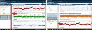 Flytting av RMS-linjespenning V31 (t.v.) og resultat etter flytting med parameteren i en ny boks på bånn av parameterlisten (t.h.).